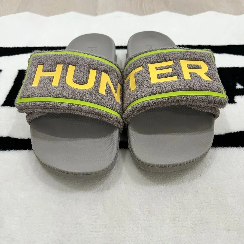 Hunter Terry Towelling Adjustable Strap Pool Slide Sandal - Picture 2 of 8